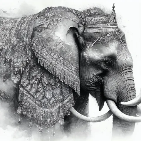 Monochrome Elephant in Mystical Ceremony