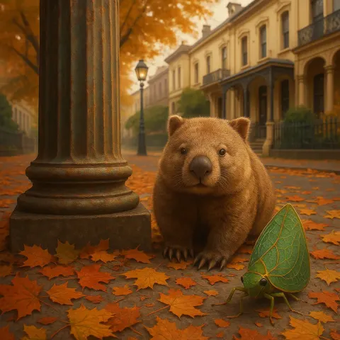 Scene of Victorian-era Reimagined Wonder Unfolds on Autumnal Sidewalks