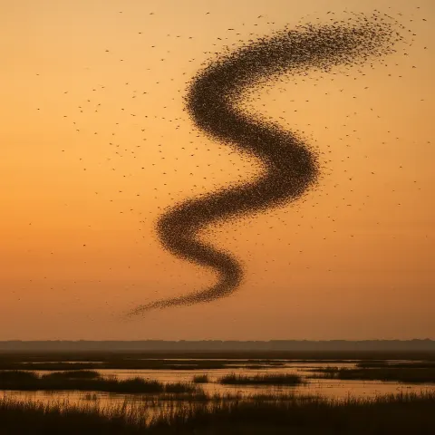 Thousands of Migratory Birds Form
