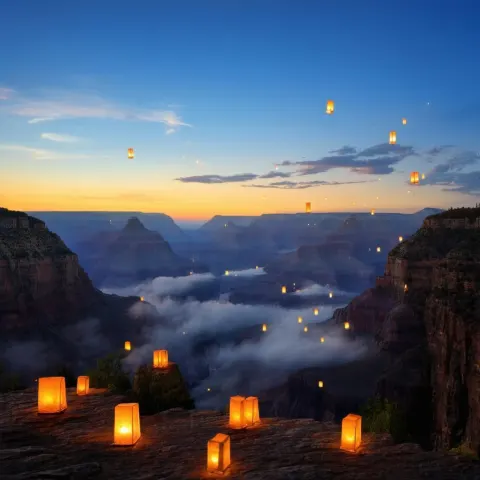 Floating Lanterns Over the Grand Canyon