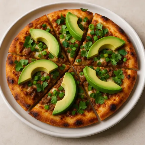 Sliced Pizza Topped with Avocado Slices
