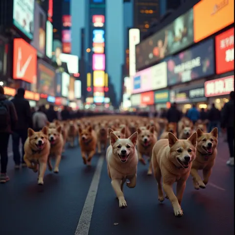 Thousands of Dogs Sprinting Through Times Square