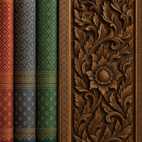 Celebrated Thai Craftsmanship Featuring Elaborate Silk Weaving Designs and Detailed