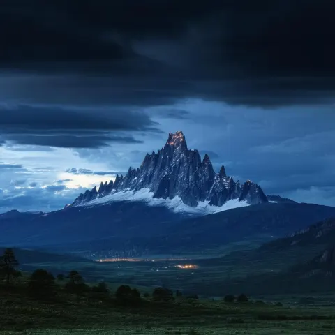 Silicon Mountain Beneath a Black Midnight Sky