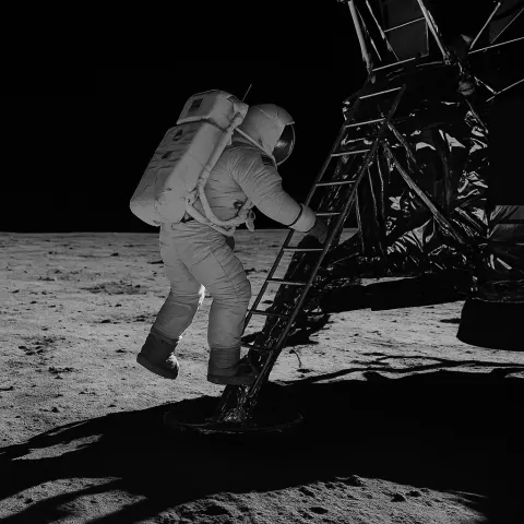 Neil Armstrong's Iconic Moment as He