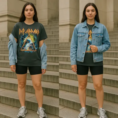 Person Standing on Outdoor Steps Wearing a Graphic T-shirt