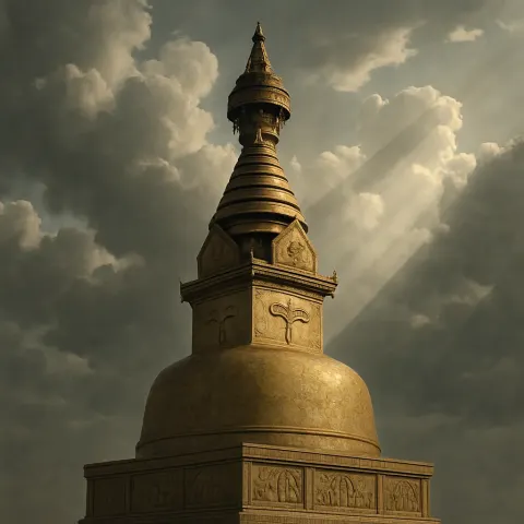 Under a Sky of Dramatic Volumetric Clouds Pierced by God