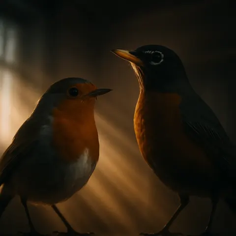 Two Diverse Robins in Profile