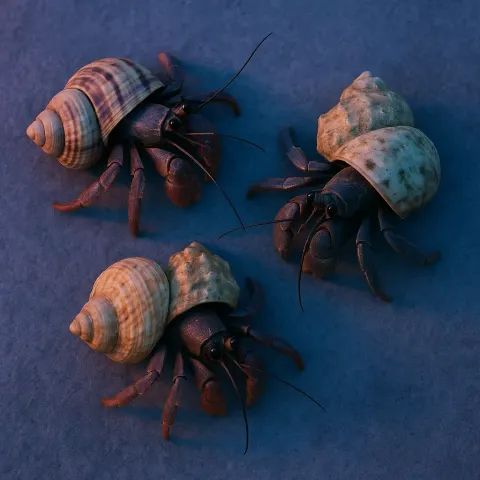 Three Diverse Hermit Crabs