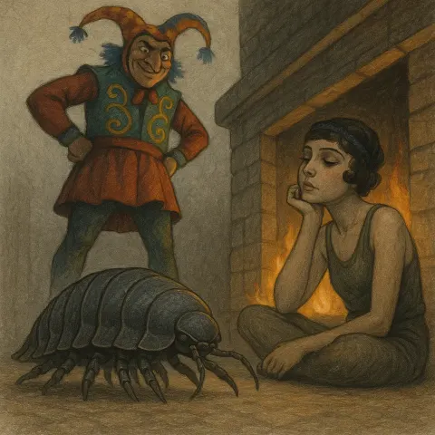 Trickster Character in Distinctive Cultural Attire Looms