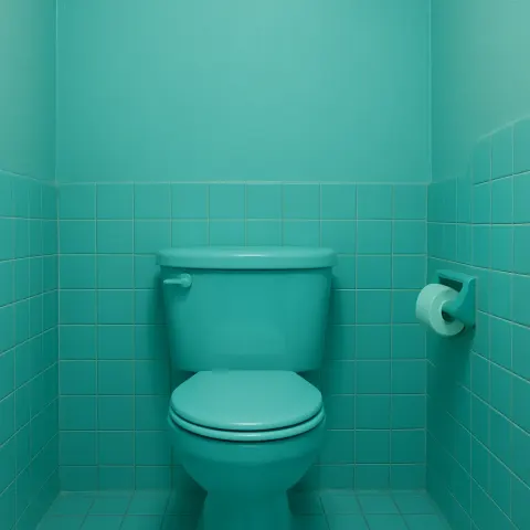 Restroom Featuring a Turquoise Color Scheme