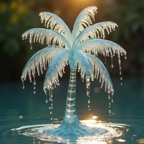 Palm Tree Sculpted From Flowing Water