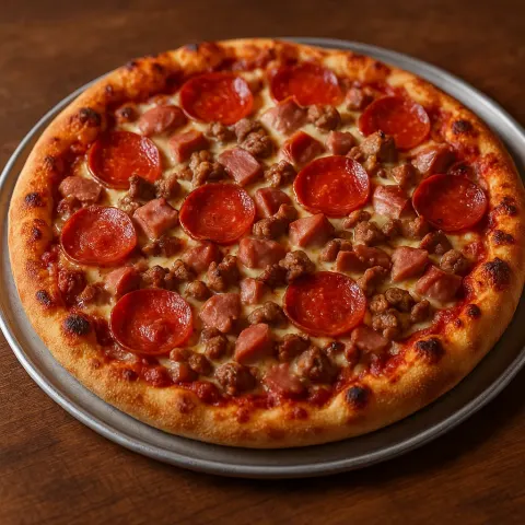 Freshly Baked Pizza Topped with Melted Cheese