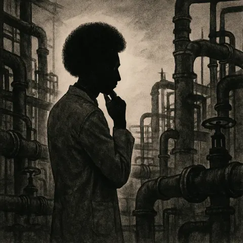 Scientist-researcher Whose Very Form—characterized by a Distinctly Rounded Natural Afro