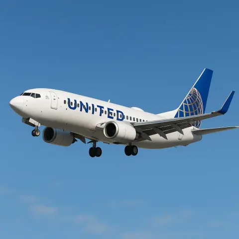 White Commercial Passenger Jet with United Airlines