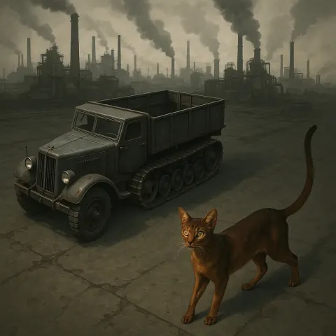 Against a Backdrop of Gritty Factories with Billowing Smokestacks