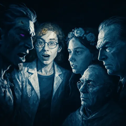 Faces of Five Disparate Figures Interact with Charged Intensity