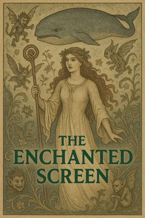Vintage Fairy-tale-inspired Illustration Featuring a Woman Holding a Staff