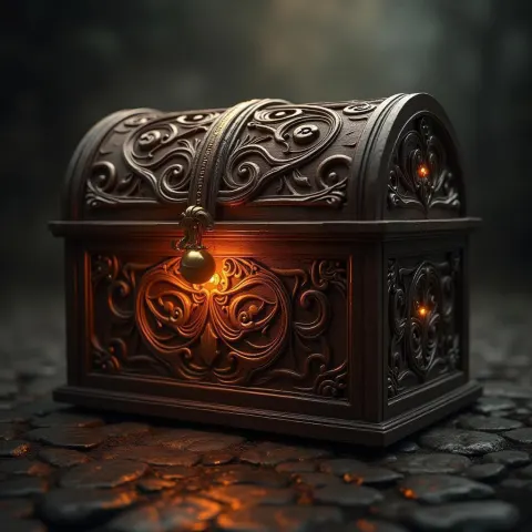 Carved Wooden Chest Glowing From Within