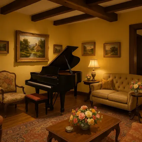 Cozy Living Room with Yellow Walls