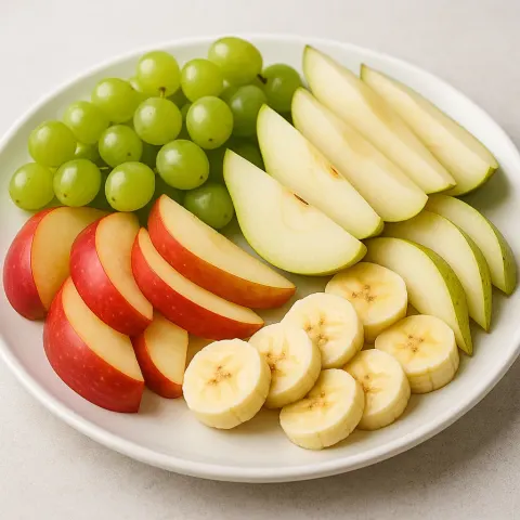 Plate of Mixed Fruits Featuring Sliced Apples