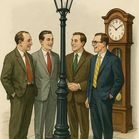 Several Men Clad in Ties of Different Hues