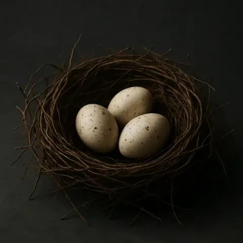 Carefully Arranged Still Life Photograph Featuring a Natural Bird's Nest