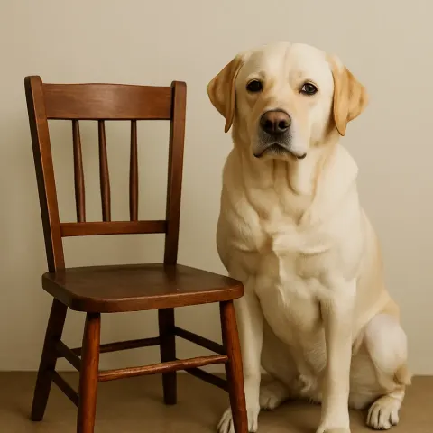 Picture of a Dog Seated on a Chair
