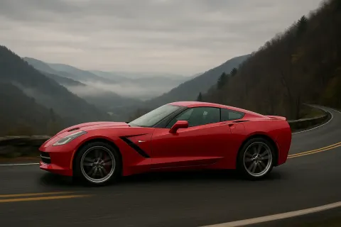 Red 2017 Corvette Seen from the Side