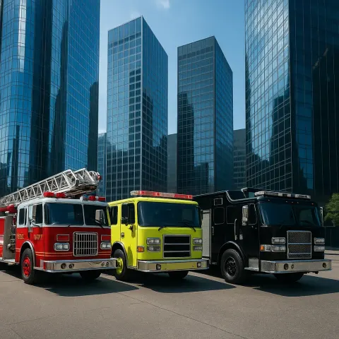Gleaming Skyscrapers with Reflective Glass Facades at Day Provide