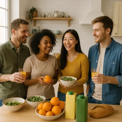 Group of People Gathered in a Kitchen