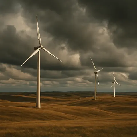 Few Isolated Wind Turbines Stand Like Silent Sentinels