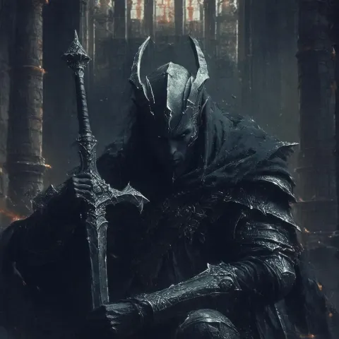 Gothic Dark Elf Executioner in Shadowy Depths