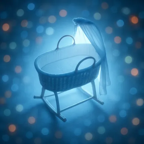 Single Wicker Bassinet—distinguished by its Rocking Stand