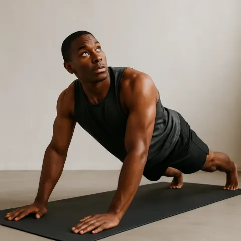 Person Is Depicted in an Active Workout Posture