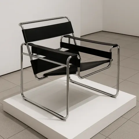 Modern Black and Chrome Tubular Steel Chair