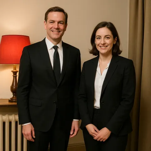 Two Individuals Dressed in Formal Attire