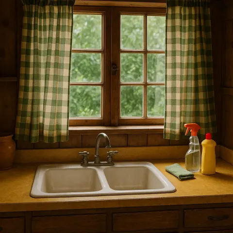 Rustic Kitchen with a Yellow Countertop