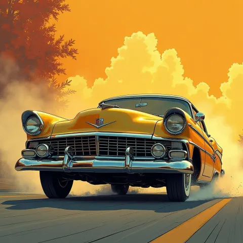 Iconic Sixties Car in Dramatic Manga Light