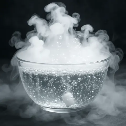 Bowl of Sparkling Water with Dry Ice