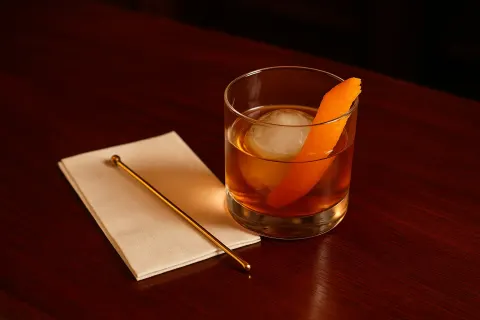 On a Polished Mahogany Bar