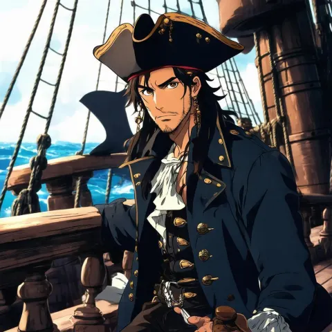Ghibli Style Victorian Pirate on Deck