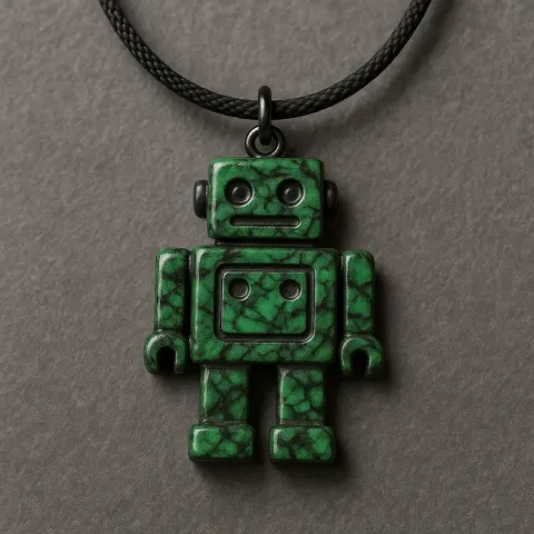 Green and Black Marbled Robot-shaped Pendant
