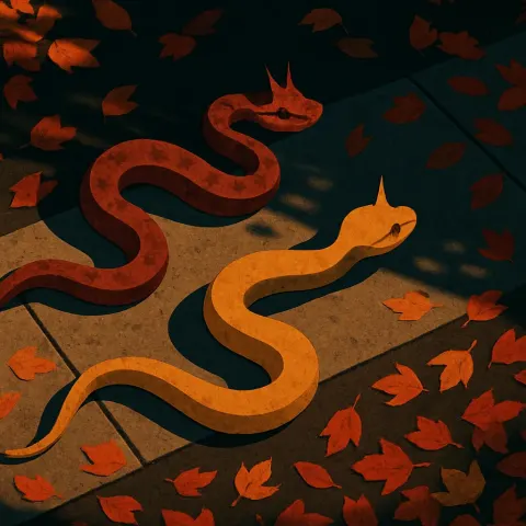 Autumnal Sidewalks Blanketed in Colorful Fallen Leaves Are Bathed