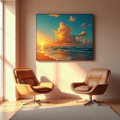 Modern Chairs and Hyperreal Painting in Octane