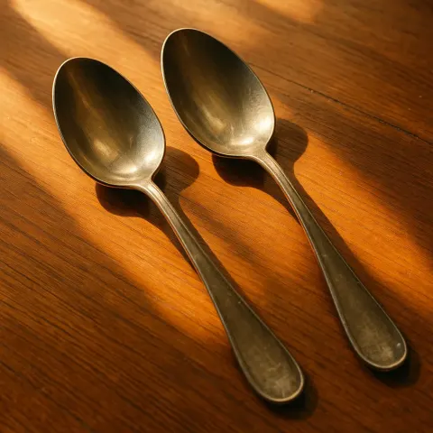 Depict a Compelling Image of Two Spoons