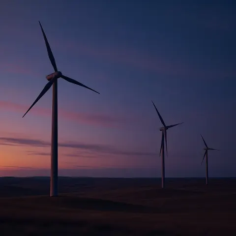 Few Solitary Wind Turbines Stand Starkly
