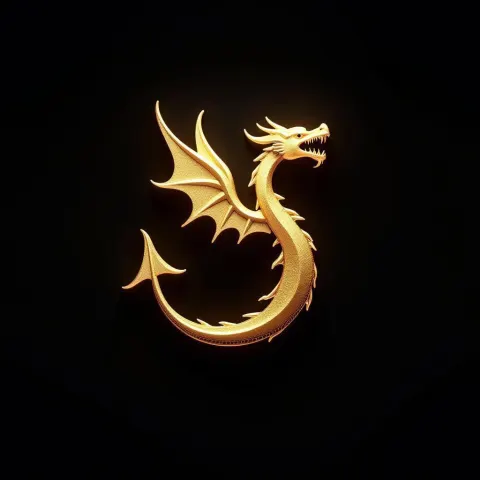 Sleek Gold Dragon Logo With Floating Tears