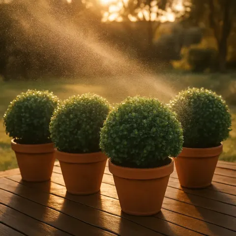 Four Circular Potted Plants