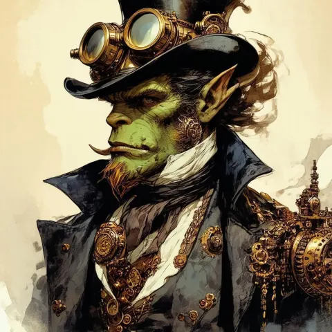 Steampunk Half Ogre in Victorian Fashion Plate